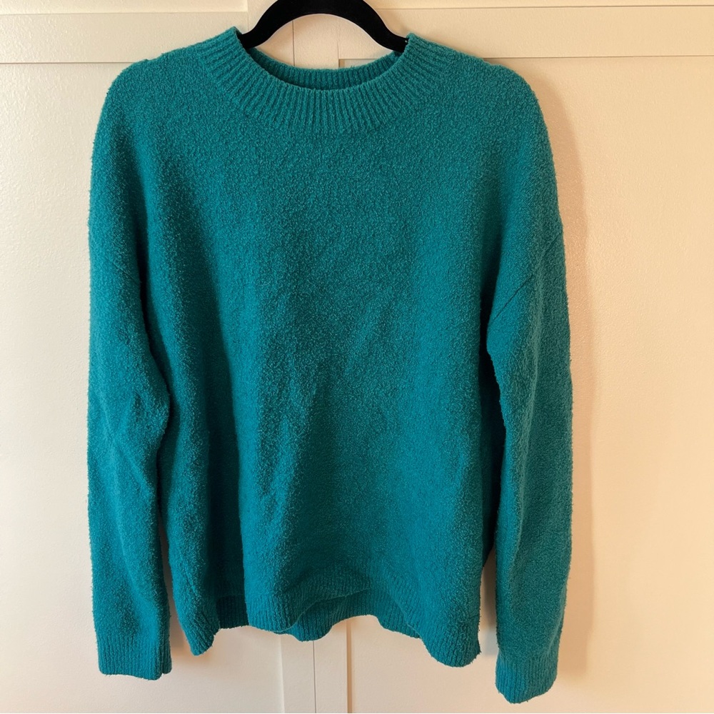 & Other Stories Women's Green Textured Cotton Wool Blend Sweater Size Medium